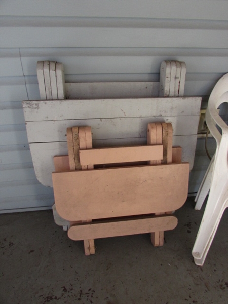 OUTDOOR CHAIRS & FOLDING WOODEN TABLES