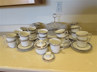 HARMONY HOUSE ROMAIC FINE CHINA - TEA CUPS, SAUCERS, SUGAR, CREAMER, ETC - 43 PIECES