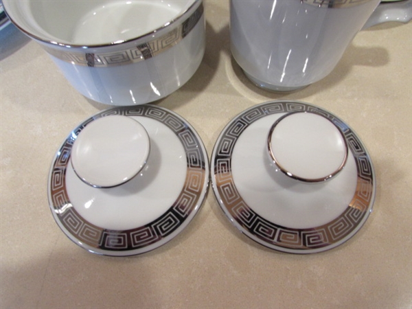 HARMONY HOUSE ROMAIC FINE CHINA - TEA CUPS, SAUCERS, SUGAR, CREAMER, ETC - 43 PIECES