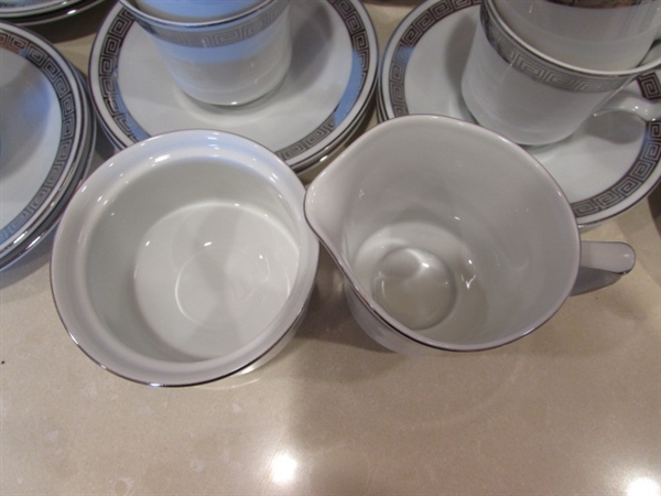 HARMONY HOUSE ROMAIC FINE CHINA - TEA CUPS, SAUCERS, SUGAR, CREAMER, ETC - 43 PIECES