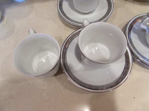 HARMONY HOUSE ROMAIC FINE CHINA - TEA CUPS, SAUCERS, SUGAR, CREAMER, ETC - 43 PIECES