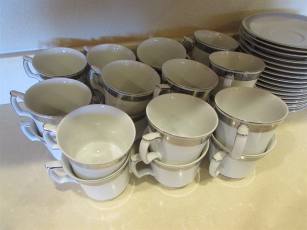 HARMONY HOUSE ROMAIC FINE CHINA - TEA CUPS, SAUCERS, SUGAR, CREAMER, ETC - 43 PIECES