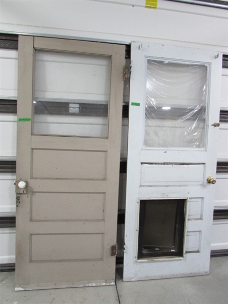 2 VINTAGE/ANTIQUE DOORS W/WINDOWS