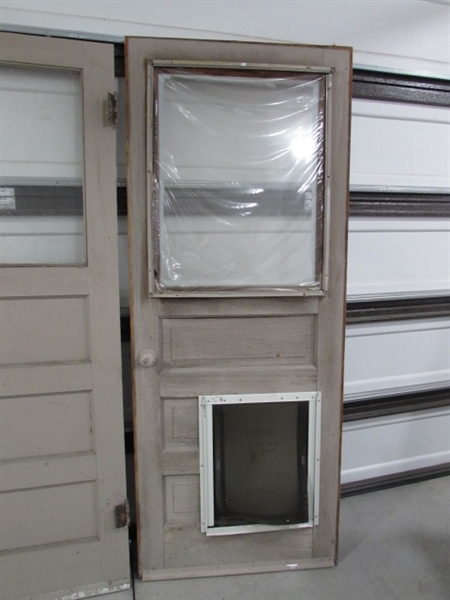 2 VINTAGE/ANTIQUE DOORS W/WINDOWS