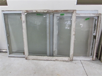 5 VINTAGE SINGLE PANE WOOD FRAME WINDOWS