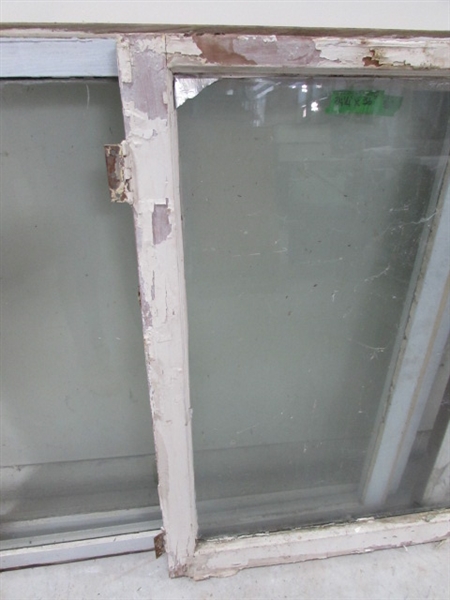 5 VINTAGE SINGLE PANE WOOD FRAME WINDOWS