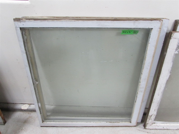 5 VINTAGE SINGLE PANE WOOD FRAME WINDOWS