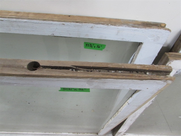 5 VINTAGE SINGLE PANE WOOD FRAME WINDOWS