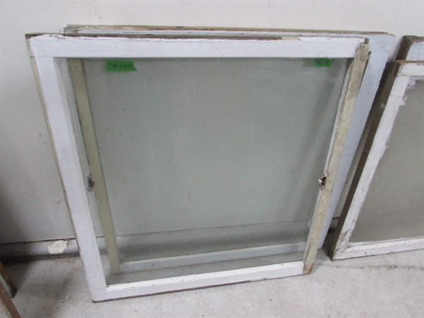 5 VINTAGE SINGLE PANE WOOD FRAME WINDOWS