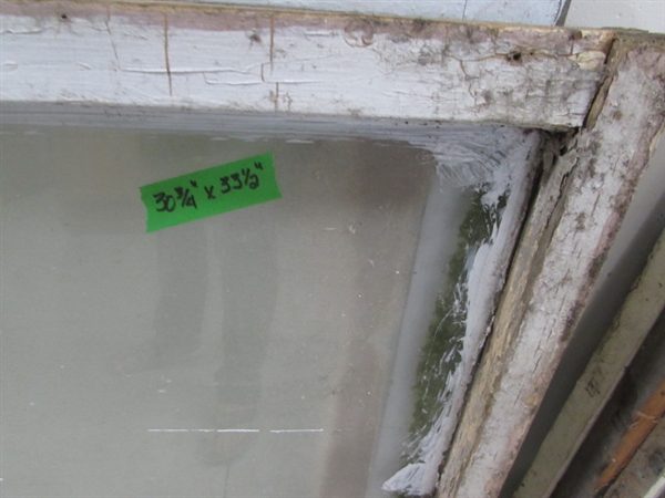 5 VINTAGE SINGLE PANE WOOD FRAME WINDOWS