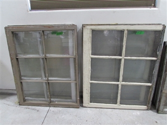 6 VINTAGE 6-PANE WOOD FRAME WINDOWS