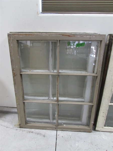6 VINTAGE 6-PANE WOOD FRAME WINDOWS
