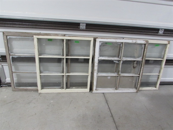 5 VINTAGE 6-PANE WOOD FRAME WINDOWS