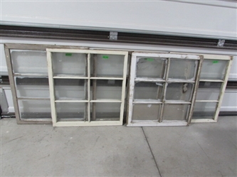 5 VINTAGE 6-PANE WOOD FRAME WINDOWS