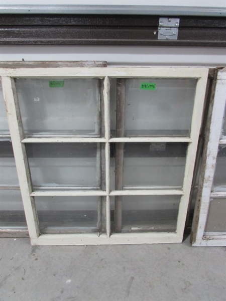 5 VINTAGE 6-PANE WOOD FRAME WINDOWS