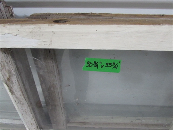 5 VINTAGE 6-PANE WOOD FRAME WINDOWS