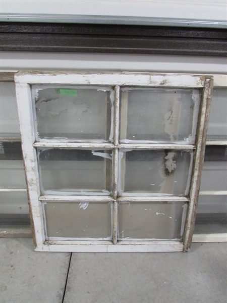 5 VINTAGE 6-PANE WOOD FRAME WINDOWS