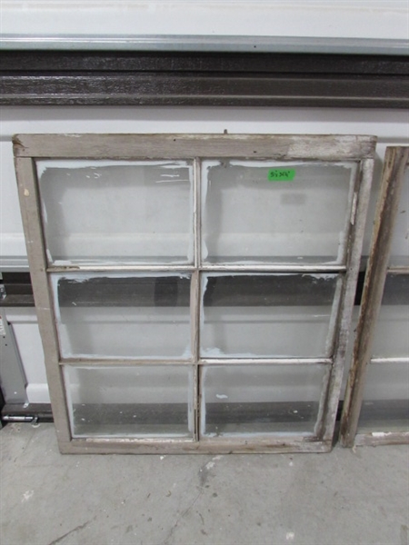 5 VINTAGE 6-PANE WOOD FRAME WINDOWS