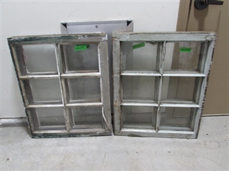4 VINTAGE 6-PANE WOOD FRAME WINDOWS