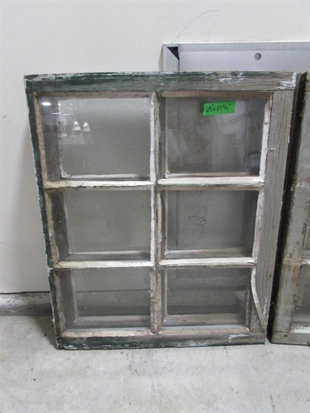 4 VINTAGE 6-PANE WOOD FRAME WINDOWS