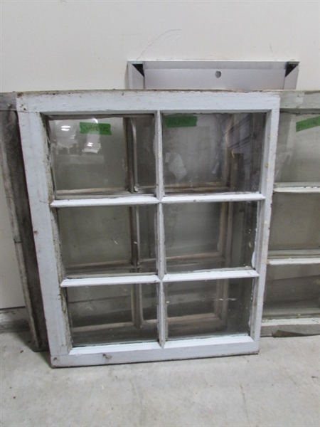 4 VINTAGE 6-PANE WOOD FRAME WINDOWS