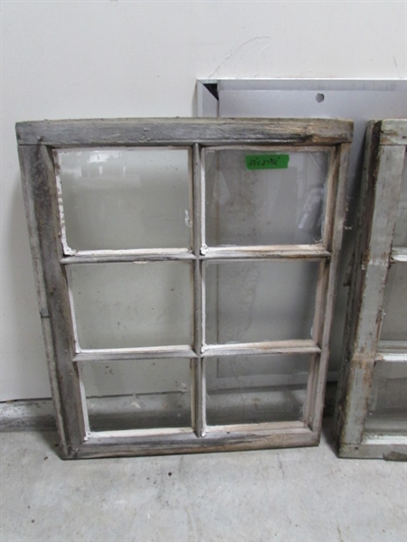 4 VINTAGE 6-PANE WOOD FRAME WINDOWS