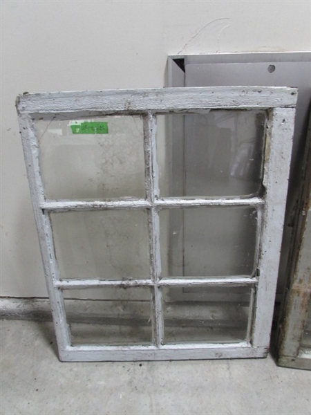 4 VINTAGE 6-PANE WOOD FRAME WINDOWS