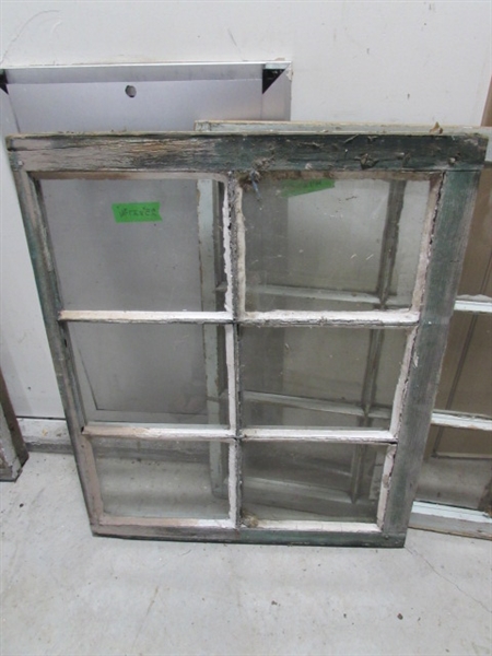 4 VINTAGE 6-PANE WOOD FRAME WINDOWS