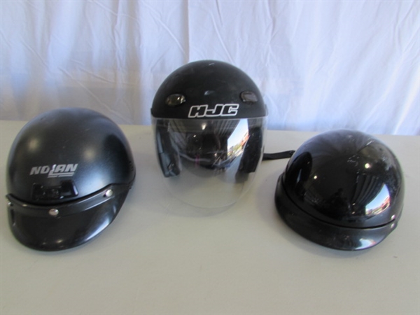 3 MOTORCYCLE HELMETS