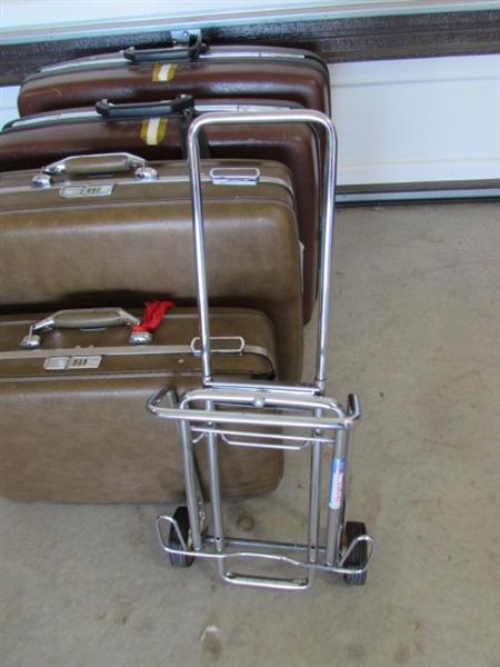VINTAGE SAMSONITE HARD SHELL LUGGAGE SETS & FOLDING CART