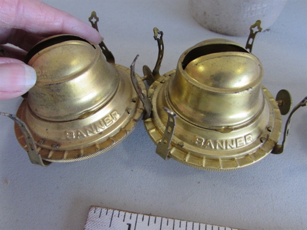 VINTAGE HURRICANE LANTERNS W/EXTRA CHIMNEYS & MANTLES