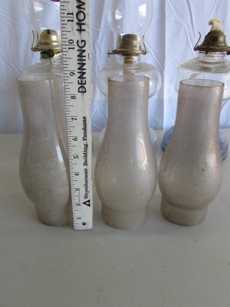 VINTAGE HURRICANE LANTERNS W/EXTRA CHIMNEYS & MANTLES