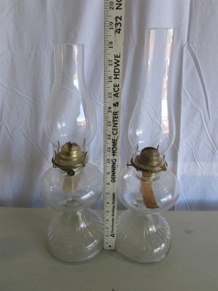 VINTAGE HURRICANE LANTERNS W/EXTRA CHIMNEYS & MANTLES