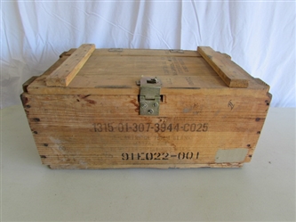 WOODEN MILITARY AMMUNITION BOX - EMPTY