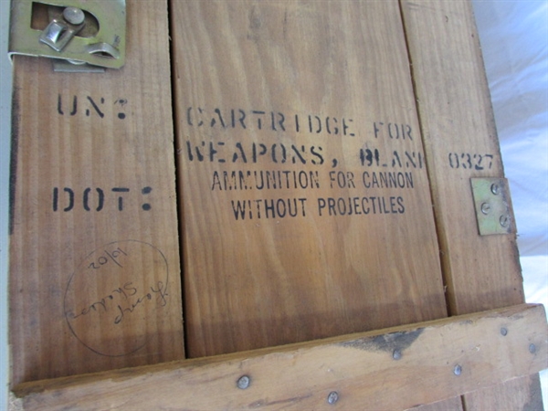 WOODEN MILITARY AMMUNITION BOX - EMPTY