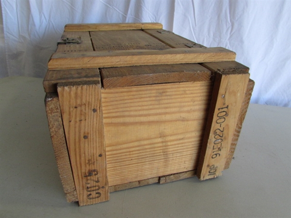 WOODEN MILITARY AMMUNITION BOX - EMPTY