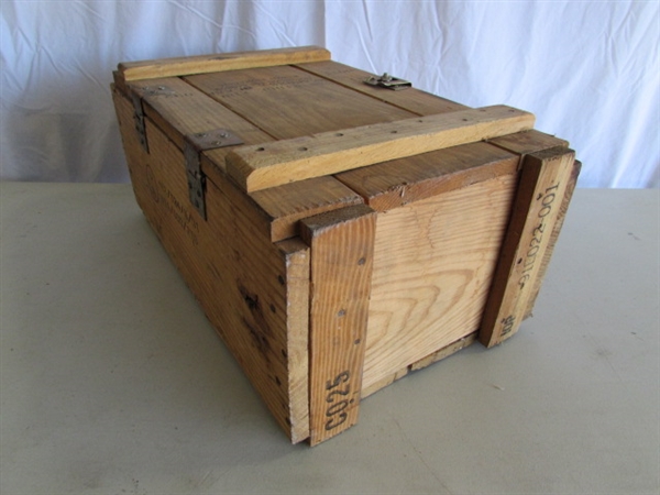 WOODEN MILITARY AMMUNITION BOX - EMPTY