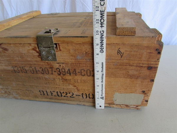 WOODEN MILITARY AMMUNITION BOX - EMPTY