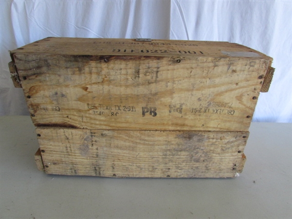 WOODEN MILITARY AMMUNITION BOX - EMPTY