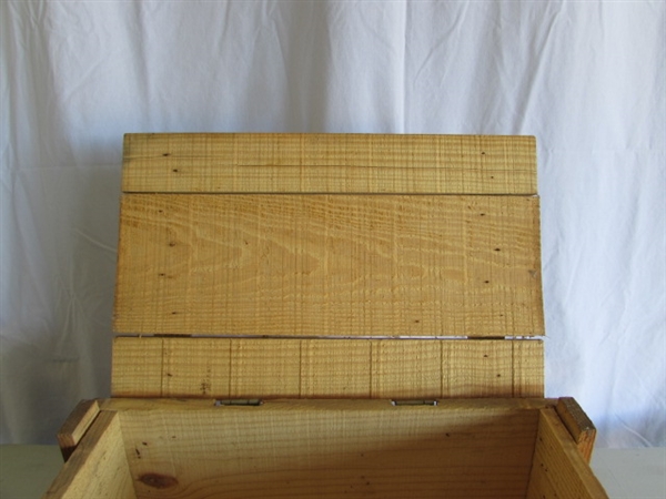 WOODEN MILITARY AMMUNITION BOX - EMPTY