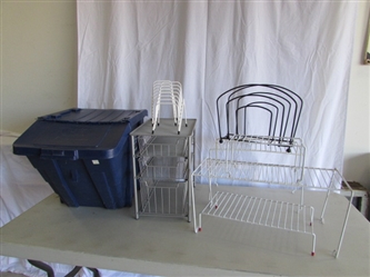 RECYCLING BIN, SHELF RISERS, METAL MESH DRAWER UNIT & MORE