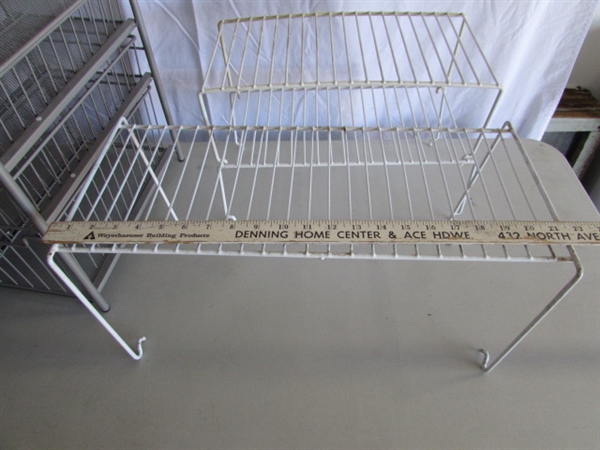RECYCLING BIN, SHELF RISERS, METAL MESH DRAWER UNIT & MORE