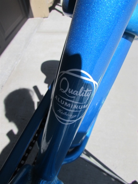 DARK BLUE LADIES 3-SPEED ELECTRA CRUISER 26 BICYCLE W/HELMET, VEST & LOCK