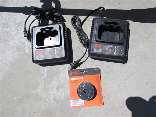 BLACK & DECKER 40 VOLT WEED TRIMMERS & A BLOWER W/BATTERIES & CHARGERS