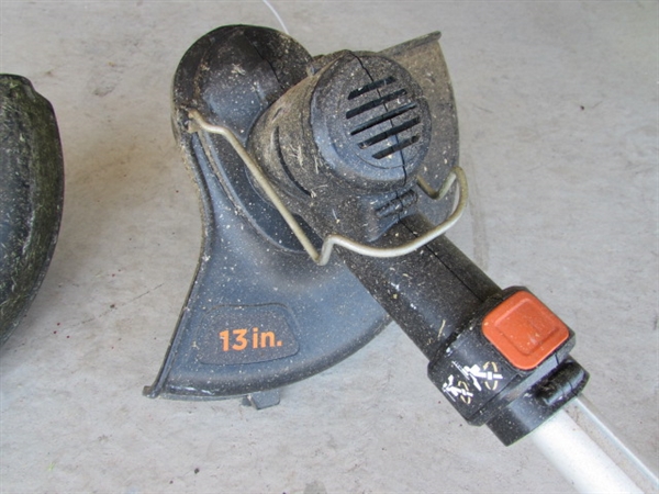 BLACK & DECKER 40 VOLT WEED TRIMMERS & A BLOWER W/BATTERIES & CHARGERS
