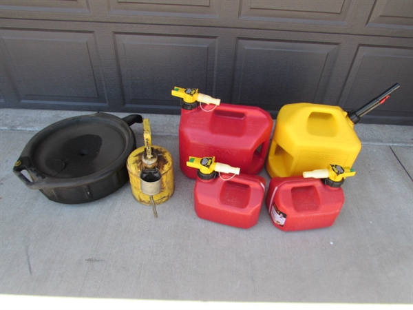 FUEL CANS, OIL PAN & OIL CAN