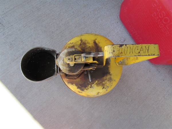 FUEL CANS, OIL PAN & OIL CAN