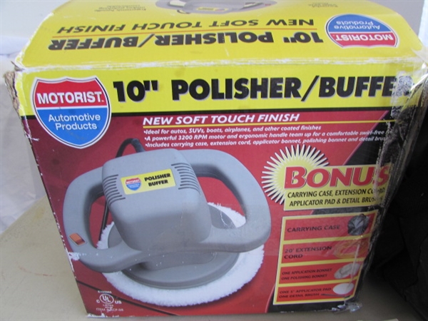 INFLATER, POLISHER/BUFFER & TIRE CHAINS
