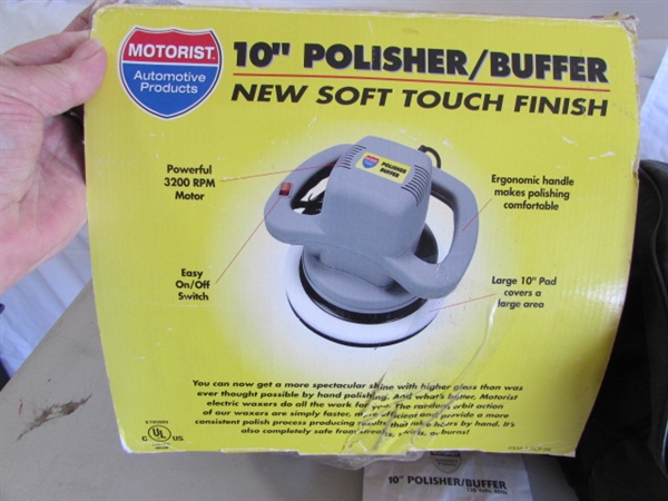 INFLATER, POLISHER/BUFFER & TIRE CHAINS