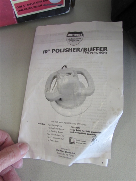 INFLATER, POLISHER/BUFFER & TIRE CHAINS